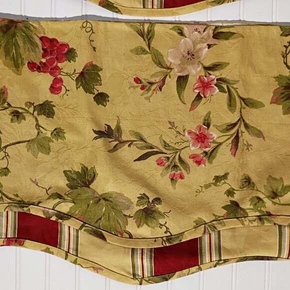 WAVERLY Curtain Valances Chianti Gold Red Grapes Rod Pocket SET OF 4 Scalloped - Picture 14 of 15